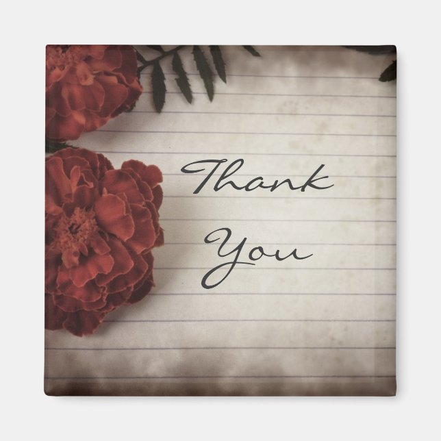 Fall Flowers on Lined Paper Thank You Magnet (Front)