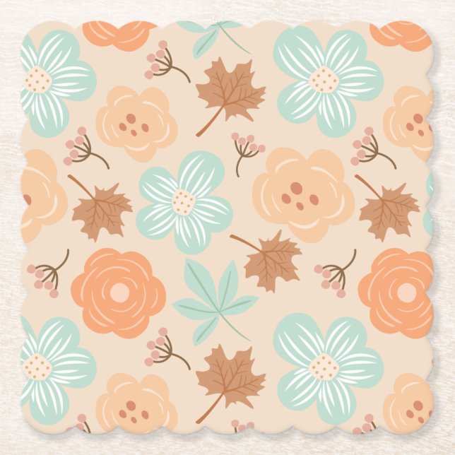 Fall Flowers Paper Coaster (Front)