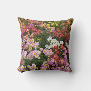 Fall Flowers pillow, orange, yellow, pink daisies Throw Pillow