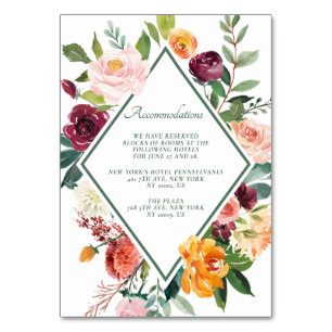 Fall Flowers Rustic Sage Green Accommodation Cards