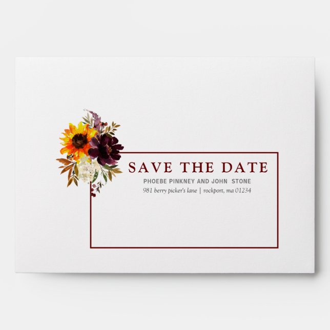 Fall Flowers Save the Date Envelope (Front)