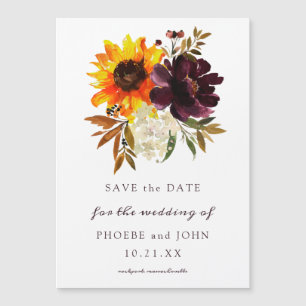 Fall Flowers Save the Date Magnetic Invitation