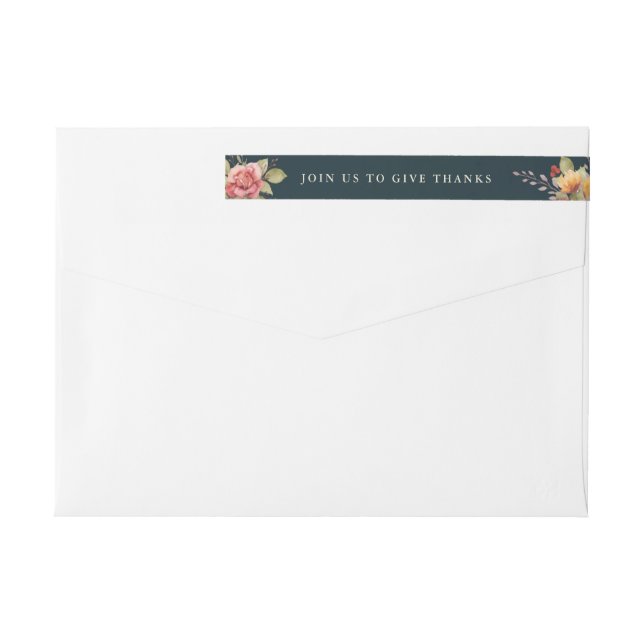 Fall Flowers Thanksgiving Message Return Address Wrap Around Label (Back)