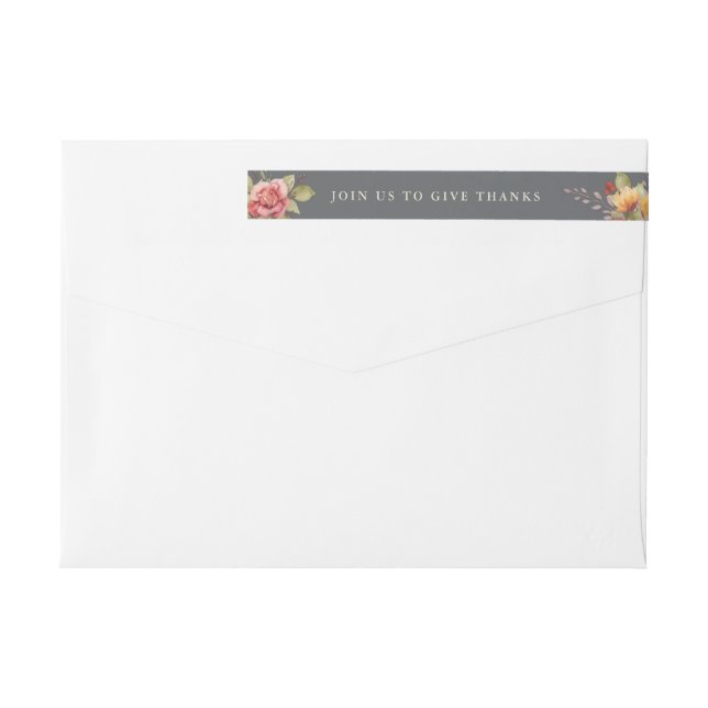Fall Flowers Thanksgiving Message Return Address Wrap Around Label (Back)