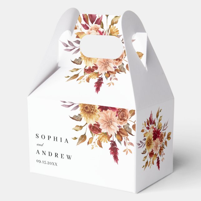Fall Flowers Wedding Favor Box (Front)