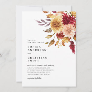 Fall Flowers Wedding Invitation