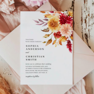 Fall Flowers Wedding Invitation