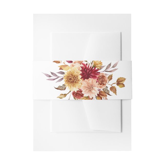 Fall Flowers Wedding Invitation Belly Band (Front Example)