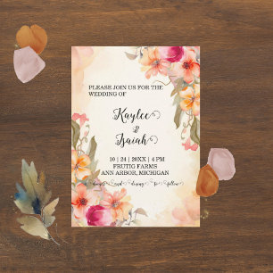 Fall Flowers Wedding Invite