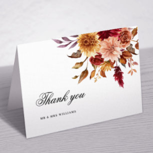 Fall Flowers Wedding Thank You Card