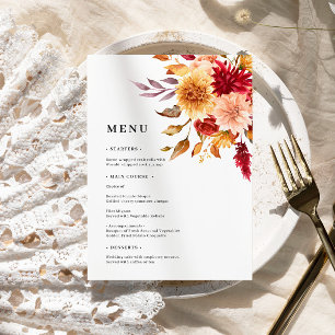 Fall Flowes Wedding Menu