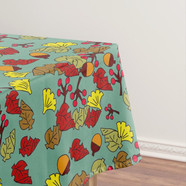 Fall Foliage, Acorns, and Berries Custom Colour Tablecloth (In Situ)