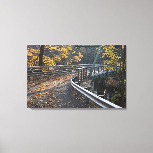 Fall foliage and a bridge over the Millers Canvas Print (Front)