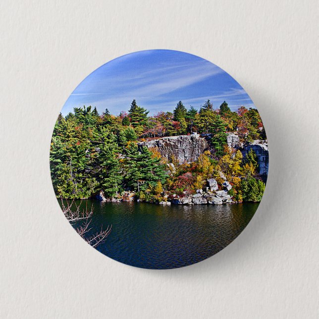 Fall Foliage around Lake Minnewaska 2 Inch Round Button (Front)