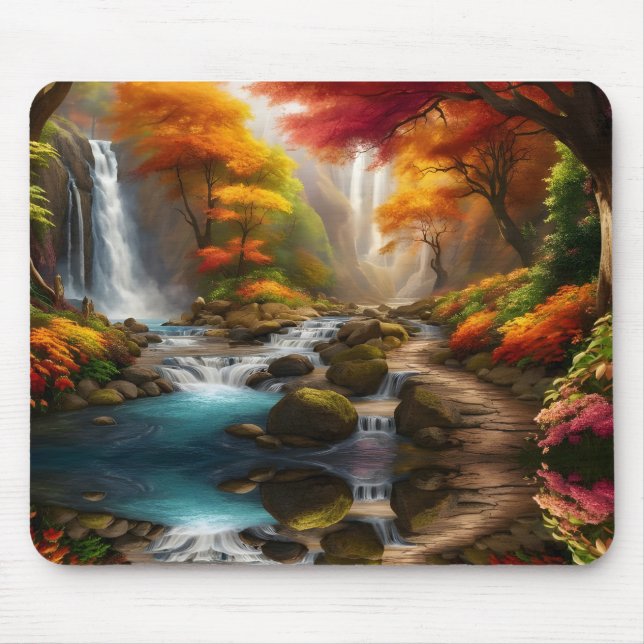Fall foliage at the waterfall mouse pad (Front)