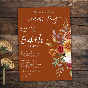 Fall Foliage Autumn Colours Terracotta Birthday Invitation