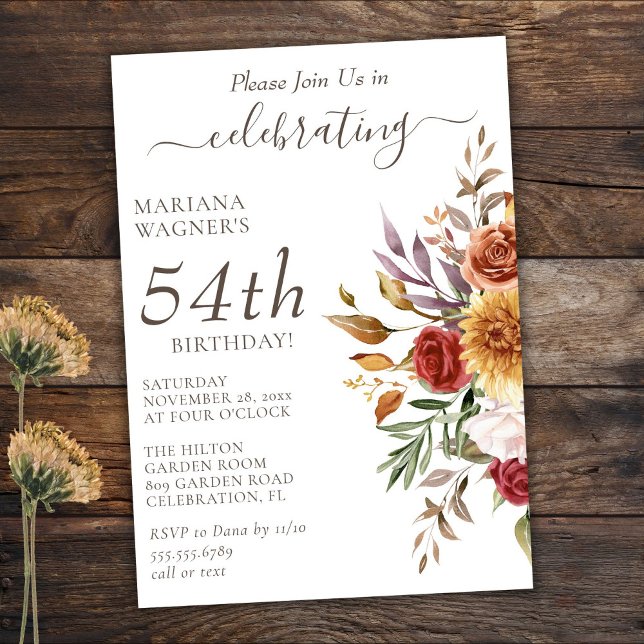 Fall Foliage Autumn Colours White Birthday Invitation (Creator Uploaded)