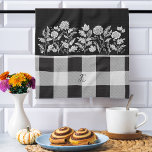 Fall Foliage Autumn Flowers & Foliage Black Plaid Kitchen Towel<br><div class="desc">Fall in love with the perfect combination of beautiful fall foliage, autumn flowers, and cozy plaid with our fall-style cozy chic home decor tea towel. Personalize with your own unique monogram and transform your space into a cozy sanctuary for unforgettable Thanksgiving gatherings and fall home decorating. Illustrations are hand-drawn original...</div>