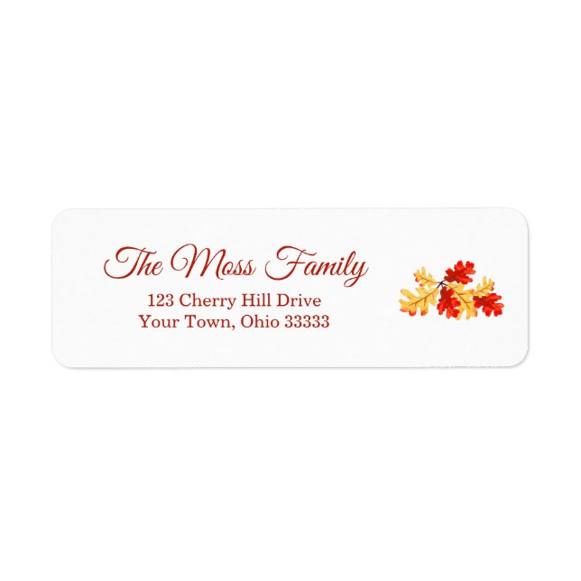 Fall Foliage Autumn Harvest Return Address (Front)