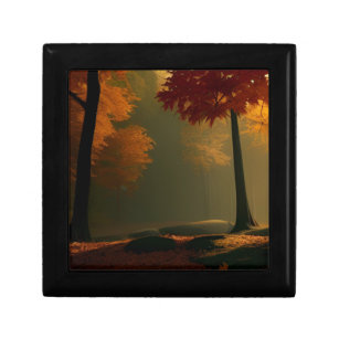 Fall foliage autumn leaves are golden brown  gift box