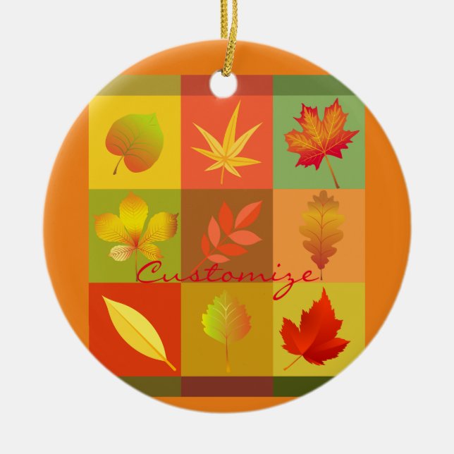 Fall Foliage Autumn Leaves Thunder_Cove Ceramic Ornament (Front)