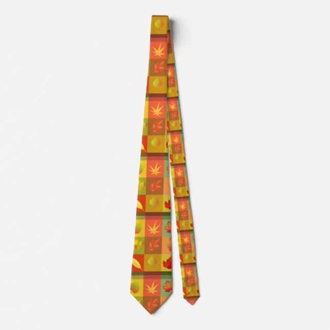 Fall Foliage Autumn Leaves Thunder_Cove Tie (Front)
