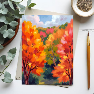 Fall Foliage Autumn Leaves Watercolor Nature Postcard