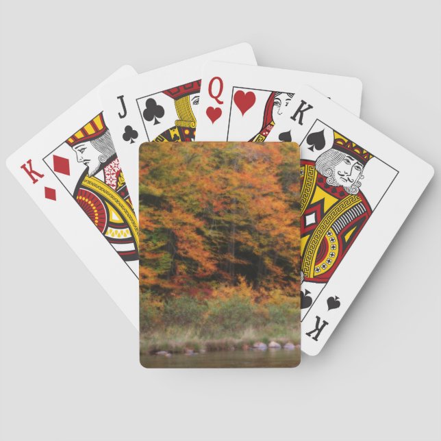 Fall Foliage Bordering River Nature Orton Playing Cards (Back)