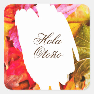 Fall Foliage Botanic Hola Otoño Trendy Modern Chic Square Sticker