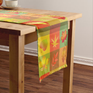 Fall Foliage Chequerboard Short Table Runner