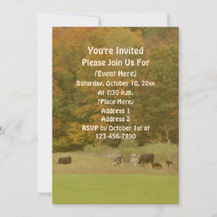 Fall Foliage Cows In Pasture Nature  Invitation