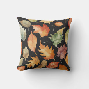 Fall Foliage - Elegant Autumn Leaves Watercolor Throw Pillow
