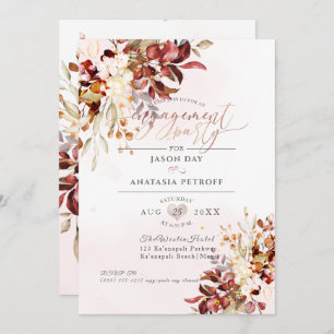 Fall Foliage Engagement Rust Orange Eucalyptus Invitation
