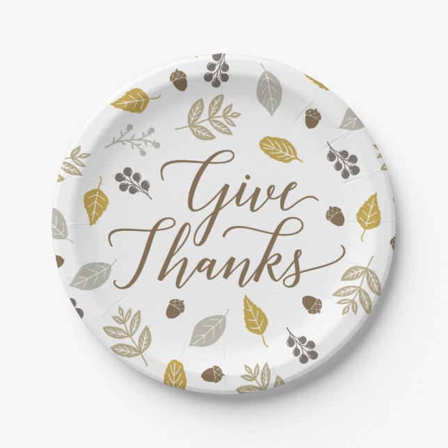 Fall Foliage Give Thanks Thanksgiving Plates (Front)