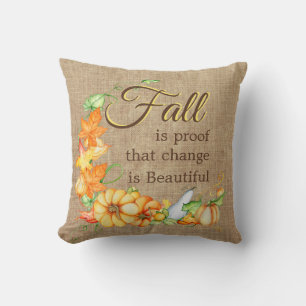 Fall Foliage Gourds Pumpkins - Change is Beautiful Throw Pillow