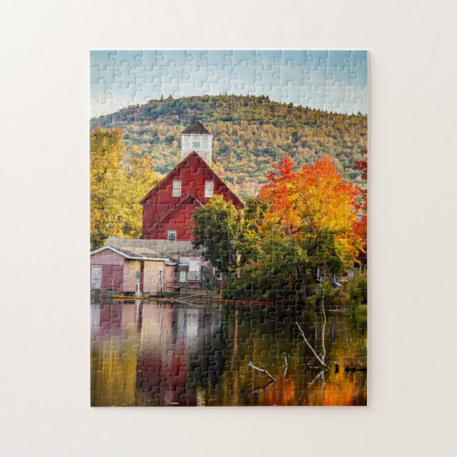 Fall Foliage Grist Mill Ashland New Hampshire Jigsaw Puzzle (Vertical)