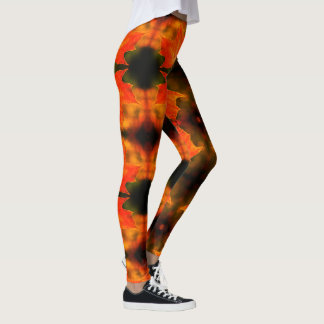 Fall Foliage Leaf Print Leggings