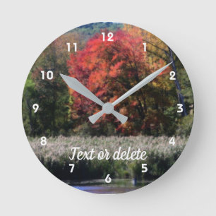Fall Foliage Marsh Orton Personalized Round Clock