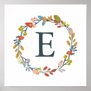 Fall Foliage Monogram Nursery Art Print