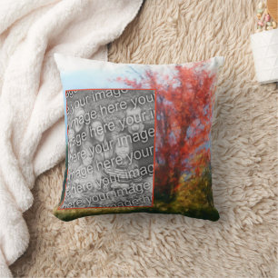 Fall Foliage Nature Painting Add Your Photo Throw Pillow
