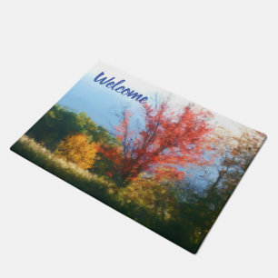 Fall Foliage Nature Photo Painting Welcome Doormat