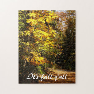 Fall Foliage on country road Jigsaw Puzzle