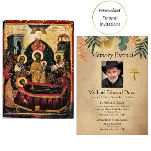 Fall Foliage Orthodox Christian Funeral Invitation