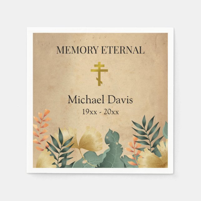 Fall Foliage Orthodox Christian Funeral  Napkin (Front)