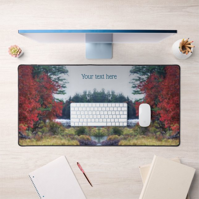 Fall Foliage Pond Painting Nature Art Personalized Desk Mat (Office 1)