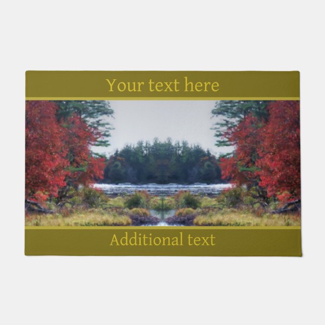 Fall Foliage Pond Painting Nature Art Personalized Doormat (Front)