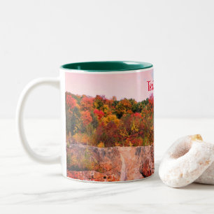 Fall Foliage Rock Cliff Nature Personalized Two-Tone Coffee Mug