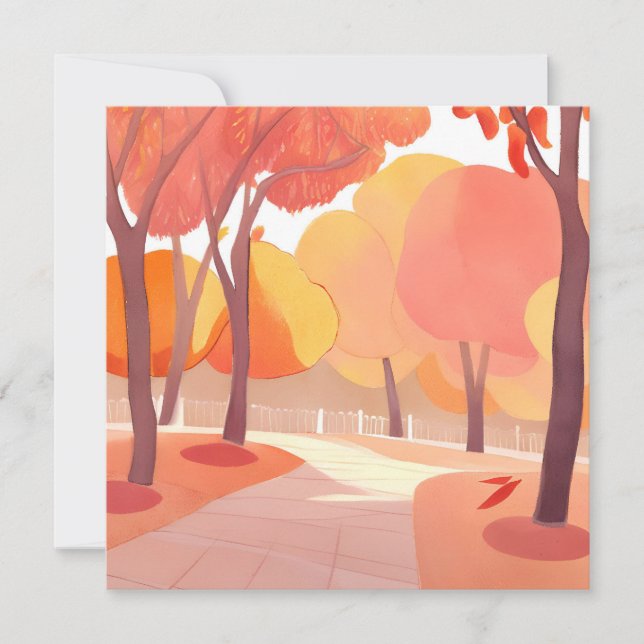 Fall Foliage Stroll | Abstract Watercolor Card (Front)