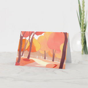 Fall Foliage Stroll Abstract Watercolor Holiday Card