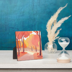 Fall Foliage Stroll   Abstract Watercolor Plaque